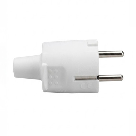 Clavija de goma, schuko 2p+t, 16a 250v~, salida recta, blanca