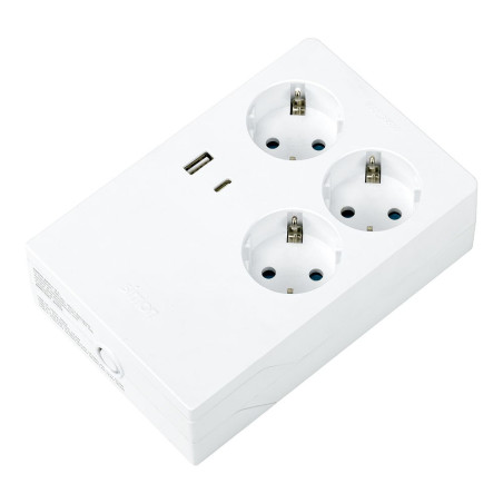 Base múltiple 3 tomas+ 2 usb a/c, schuko 2p+t, 16a 250v~, multifix, blanca, blister