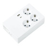 Base múltiple 3 tomas+ 2 usb a/c, schuko 2p+t, 16a 250v~, multifix, blanca, blister