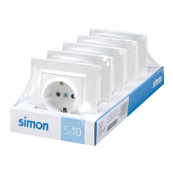 Base empotrable schuko 2p+t 16a 250v~, s10, blanco, 5 uds