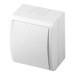 Conmutador superficie, 10ax 250v~, ip54, serie aquarius, blanco, blister