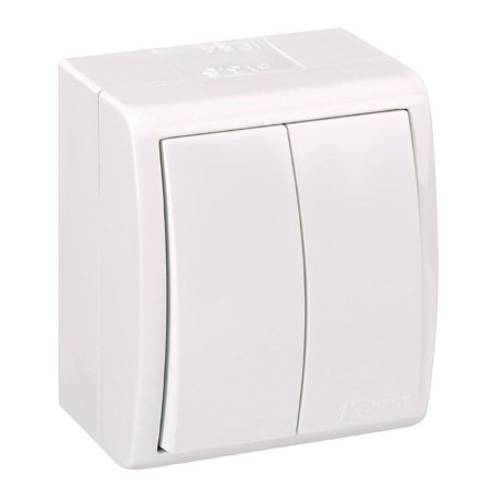 Conmutador doble, superficie, 10ax 250 v~, ip54, serie aquarius, blanco, blister