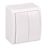Conmutador doble, superficie, 10ax 250 v~, ip54, serie aquarius, blanco, blister
