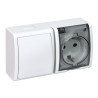 Base superficie, schuko 2p+t + conmutador, 16a 250v~, ip54, serie aquarius, blanco, blister