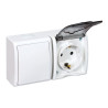 Base superficie, schuko 2p+t + conmutador, 16a 250v~, ip54, serie aquarius, blanco, blister