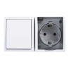 Base superficie, schuko 2p+t + conmutador, 16a 250v~, ip54, serie aquarius, blanco, blister