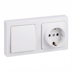 Base superficie, schuko 2p+t + conmutador 16a 250v~, ip20, serie simon73 loft, blanco, retractilada