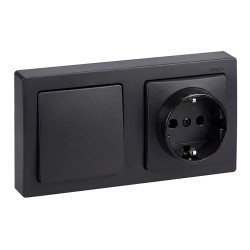 Base superficie, schuko 2p+t + conmutador 16a 250v~, ip20, serie simon73 loft, grafito, retractilada