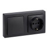 Base superficie, schuko 2p+t + conmutador 16a 250v~, ip20, serie simon73 loft, grafito, retractilada