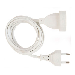 Prolongador con 1 toma, 10a 250v~, sin toma tierra, cable h05vv-f 2x1mm², 2 m, blanco, blister