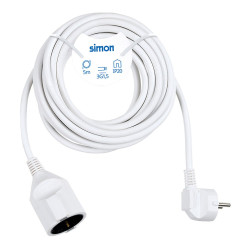Prolongador con 1 toma, 16 a 250 v~, ip20, cable h05vv-f 3g1,5 mm², 5 m, blanco