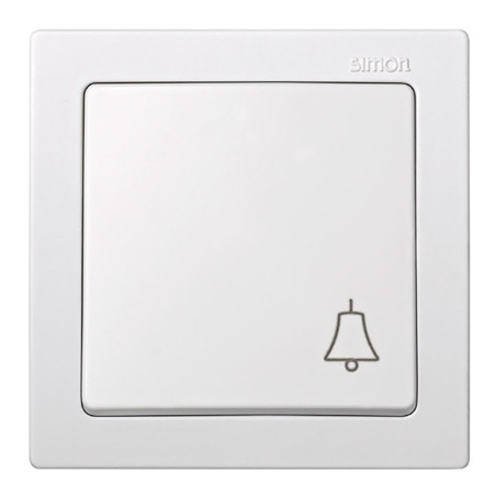Pulsador superfice, 10ax 250v~, ip20, serie simon73 loft, campana grabada, blanco, retractilado