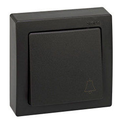 Pulsador superficie, 10ax 250v~, ip20, serie simon73 loft, campana grabada, grafito, retractilado