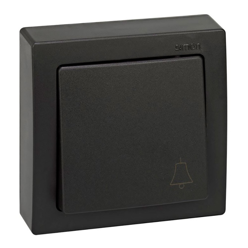 Pulsador superficie, 10ax 250v~, ip20, serie simon73 loft, campana grabada, grafito, retractilado