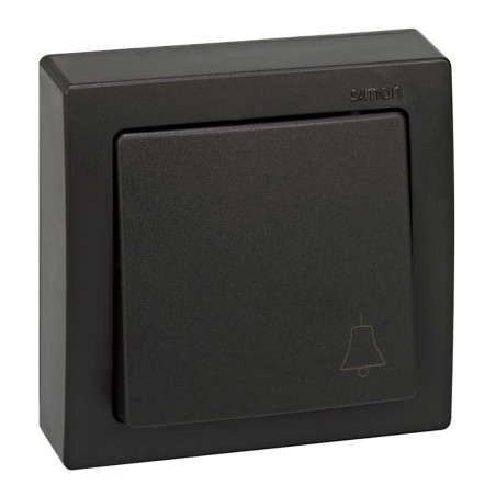 Pulsador superficie, 10ax 250v~, ip20, serie simon73 loft, campana grabada, grafito, retractilado