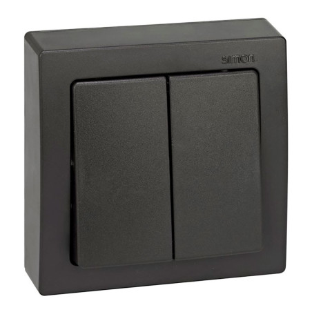 Interruptor doble, superficie, 10ax 250v~, ip20, serie simon73 loft, grafito, retractilado