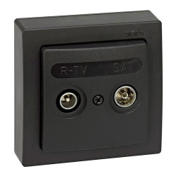 Toma superficie r-tv+sat intermedia, ip20, serie simon73 loft, grafito, retractilado