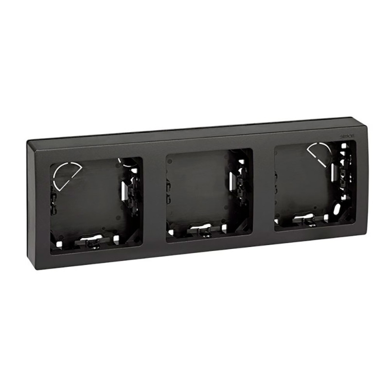 Marco con base, superficie, 3 elementos, horizontal, serie simon73 loft, grafito, retractilado