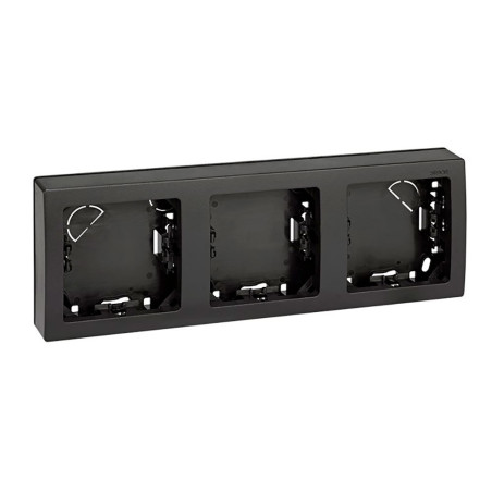 Marco con base, superficie, 3 elementos, horizontal, serie simon73 loft, grafito, retractilado