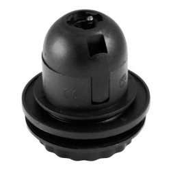 Portalámparas termoplástico, cuerpo roscado, e-27, negro
