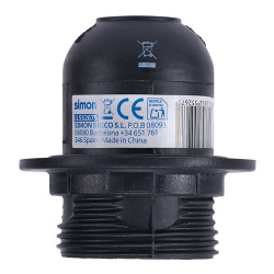 Portalámparas termoplástico, cuerpo roscado, e-27, negro