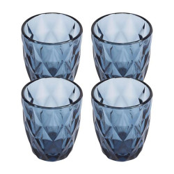 Vaso de cristal con relieve modelo aqua, 260 ml, 4 uds