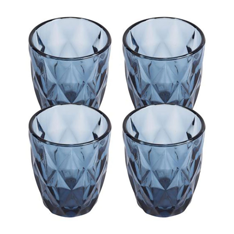Vaso de cristal con relieve modelo aqua, 260 ml, 4 uds