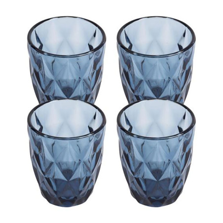 Vaso de cristal con relieve modelo aqua, 260 ml, 4 uds