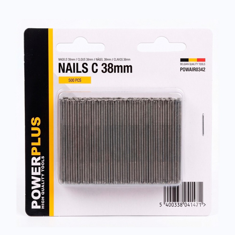 Clavos c 38 mm, corona 2,8 mm, 500 uds, blister
