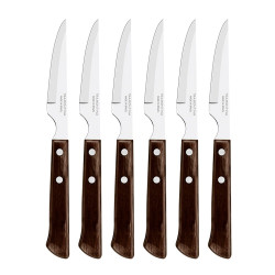 Cuchillos chuleteros polywood castaño, 6 piezas