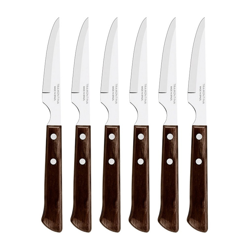 Cuchillos chuleteros polywood castaño, 6 piezas