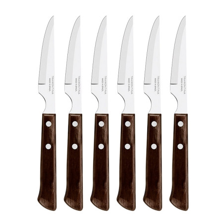Cuchillos chuleteros polywood castaño, 6 piezas