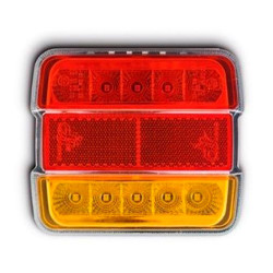 Piloto trasero led cuadrado con 5 funciones, 12v