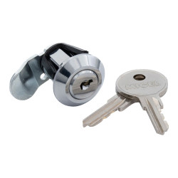 Cerradura buzón curva con clip cm22, de zamak con acabado cromo brillo, 20 mm, con 2 llaves, blister
