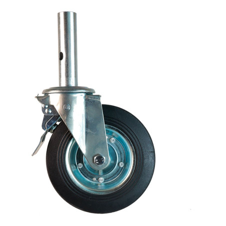 Rueda de andamio macho, con freno, goma negra, carga máxima 200 kg, ø200 mm