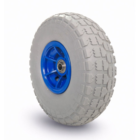 Rueda impinchable, banda de rodadura de poliuretano expandido, gris, carga máxima 60 kg, ø260 mm