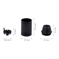 Portalámparas termoplástico liso e14, ø27 x 53 mm, negro