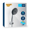 Conjunto de ducha serie vitalio star 110 con mango 2 funciones + flexo 1,75 cm + soporte pared