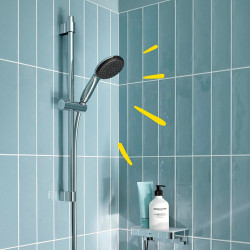 Conjunto de ducha serie vitalio star 110 con mango 1 función + flexo 1,75 cm + barra 60 cm