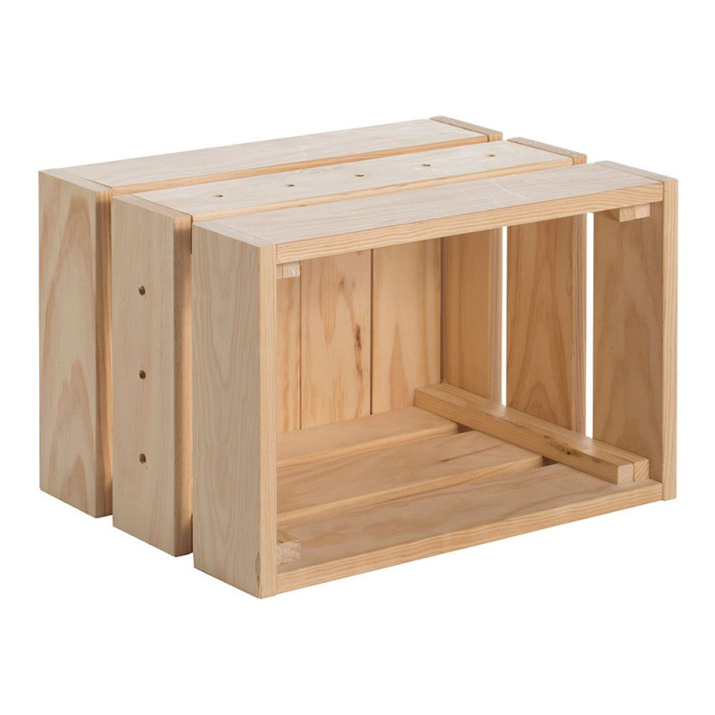 Caja de pino macizo sin barniz, 46 x 31 x 24,5 cm