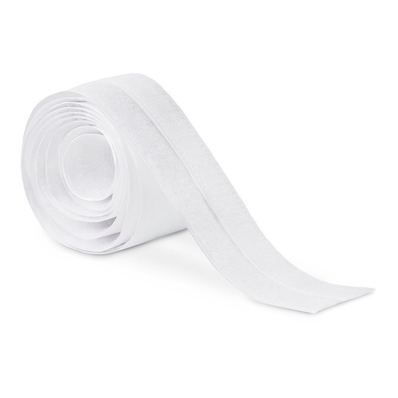 Rollo adhesivo de cierre de gancho y bucle, blanco, 20 mm x 1,5 m