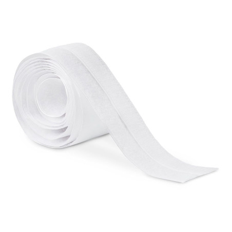 Rollo adhesivo de cierre de gancho y bucle, blanco, 20 mm x 1,5 m