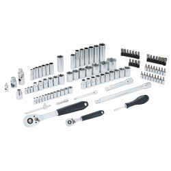 Llave de carraca, vasos y accesorios de ½ y ¼ pulg, juego 100 piezas