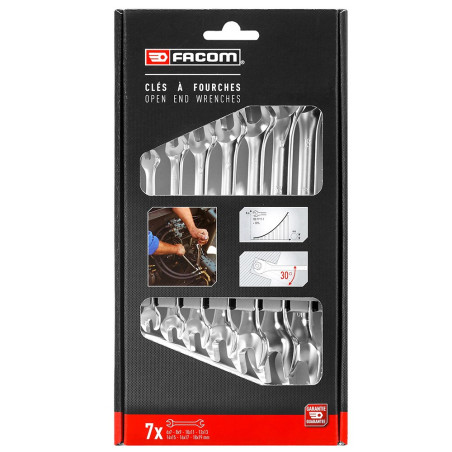 Llave fija doble, juego 7 piezas
