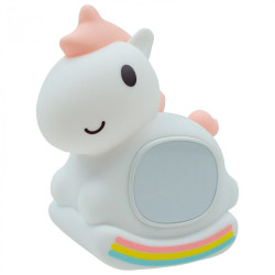 Lámpara nocturna led rgb recargable con despertador modelo unicornio mecedora