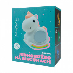 Lámpara nocturna led rgb recargable con despertador modelo unicornio mecedora