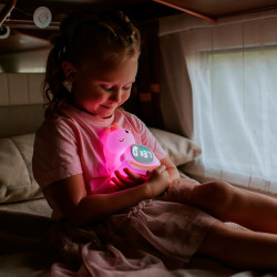 Lámpara nocturna led rgb recargable con despertador modelo unicornio mecedora