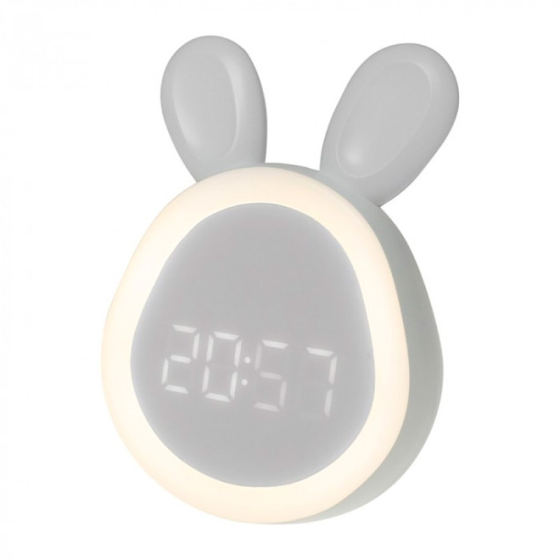 Reloj despertador recargable modelo conejito blanco