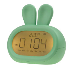 Reloj despertador recargable modelo conejo verde