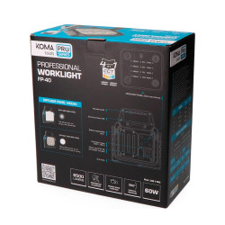 Foco led profesional de trabajo fp-40, recargable, 4cct, 60 w, 6500 lm, 8000 mah, 224 x 53 x 245 mm